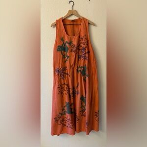 Drawstrings Womens Summer Dress Animal Print Sleeveless Scoop Neck Coral Size XL